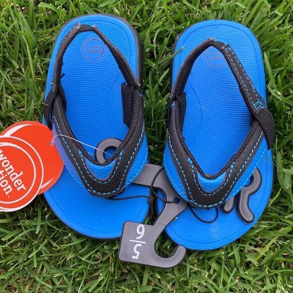 Baby Boys Casual Active Flip Flops With Elastic Back 2-Pack Size 5/6 - Picture 2 of 7